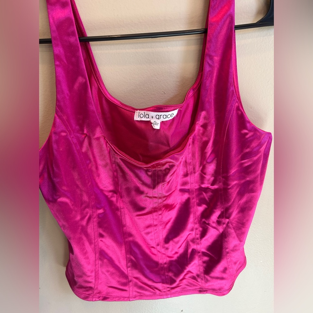 Lola + Grace Hot Pink Satin Tank Top